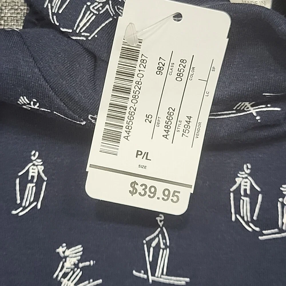 Christopher & Banks Womens Printed Turtleneck Top Petite Large Size Navy Shirt - Picture 8 of 10